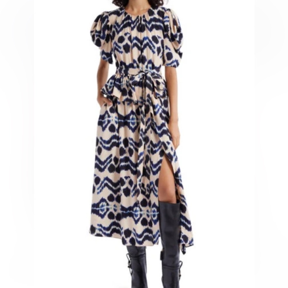 Ulla Johnson Belted Print MIDI Dress  . size 0